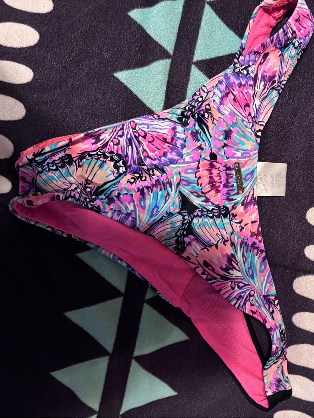 womens Swim Bottoms - Pink Multicolor Floral